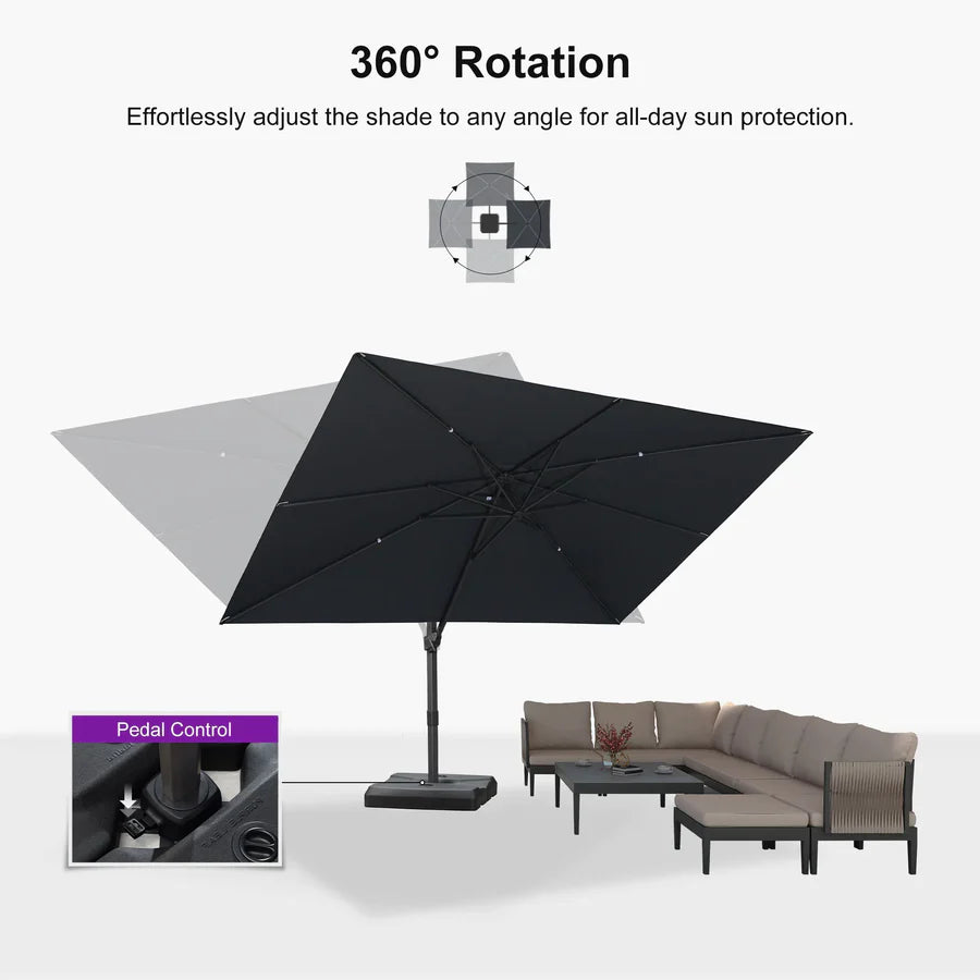 PURPLE LEAF Stepless Tilt Cantilever Umbrella Affordable Outdoor Patio Umbrella