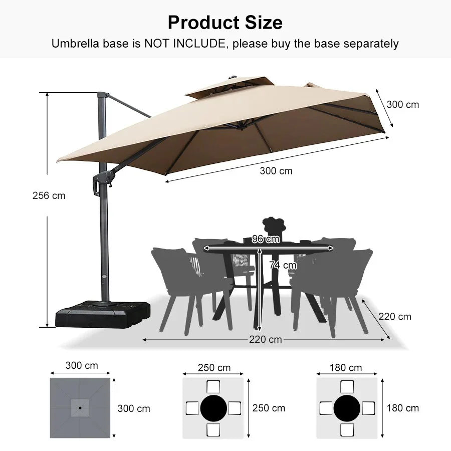 PURPLE LEAF Double Top Square Outdoor Standing Umbrella