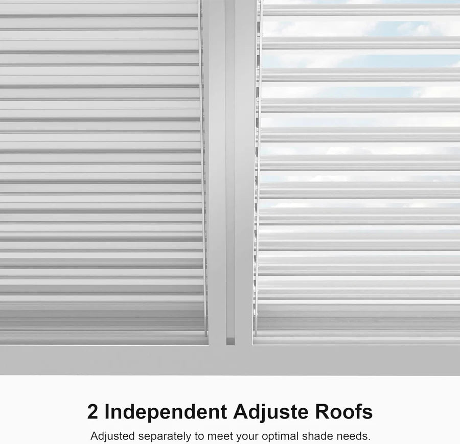 PURPLE LEAF Louvered Pergola Modern White Pergola with Adjustable Roof for Deck Backyard Garden