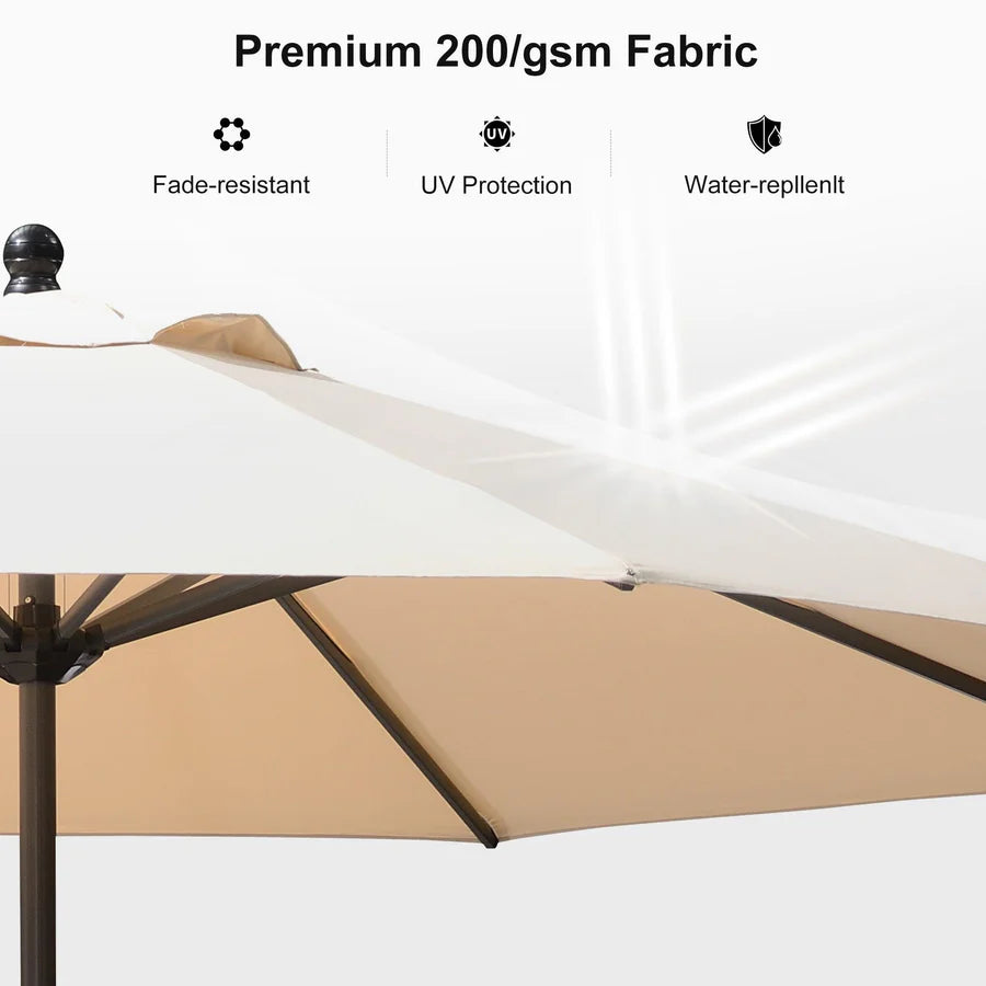 PURPLE LEAF Crank and Tilt Table Umbrella Outdoor Patio Market Umbrella with Visible Hand Crank System
