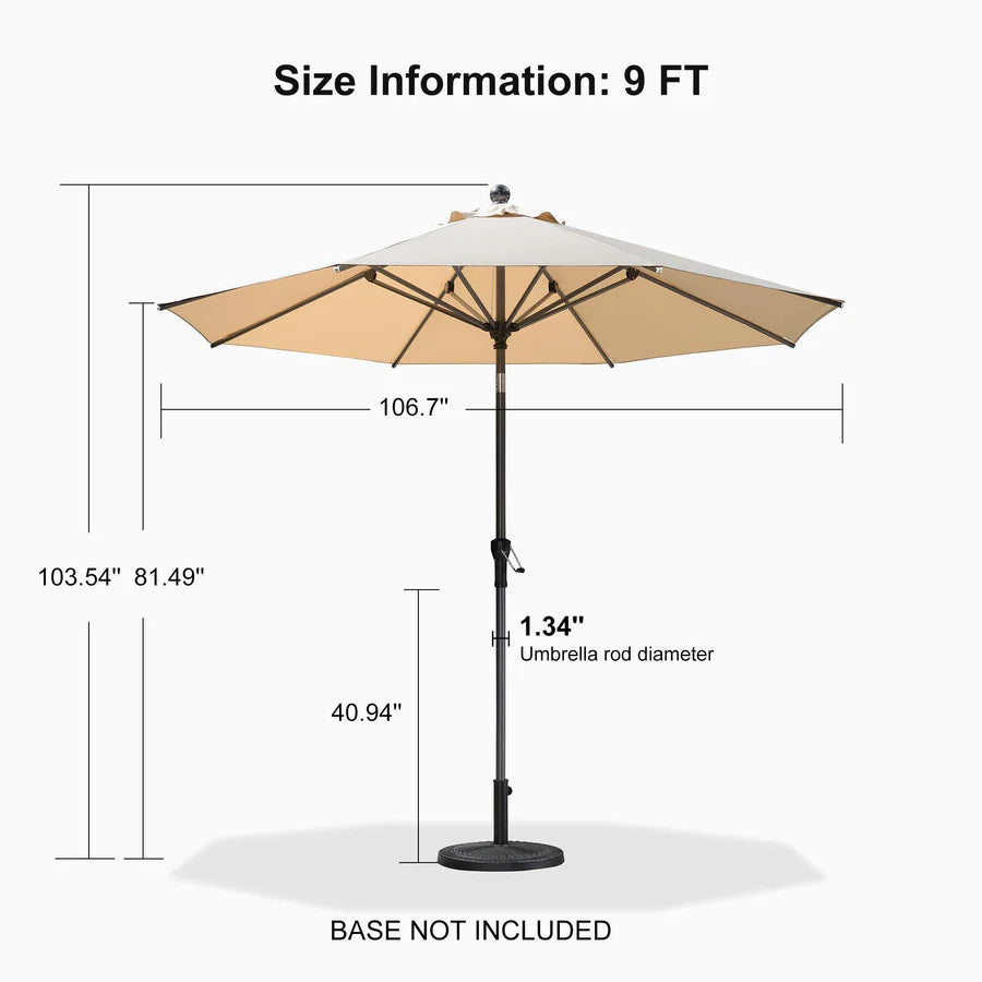 PURPLE LEAF Crank and Tilt Table Umbrella Outdoor Patio Market Umbrella with Visible Hand Crank System