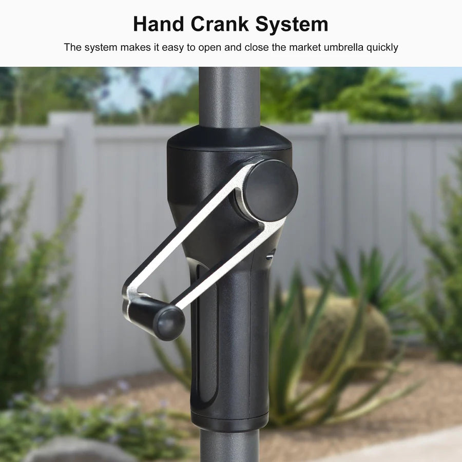 PURPLE LEAF Crank and Tilt Table Umbrella Outdoor Patio Market Umbrella with Visible Hand Crank System