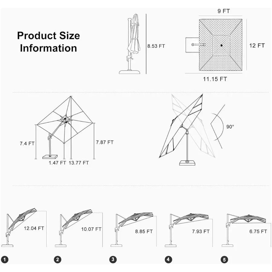 PURPLE LEAF Economical Patio Umbrella Swivel Rectangle Outdoor Umbrellas