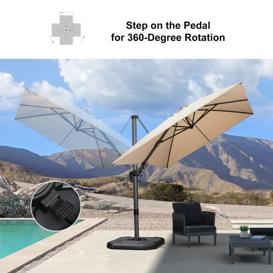 PURPLE LEAF Economical Patio Umbrella Swivel Square Outdoor Umbrellas