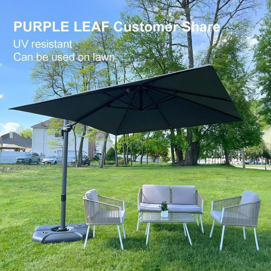 PURPLE LEAF Affordable Patio Umbrella Square and Rectangular Cantilever Umbrella