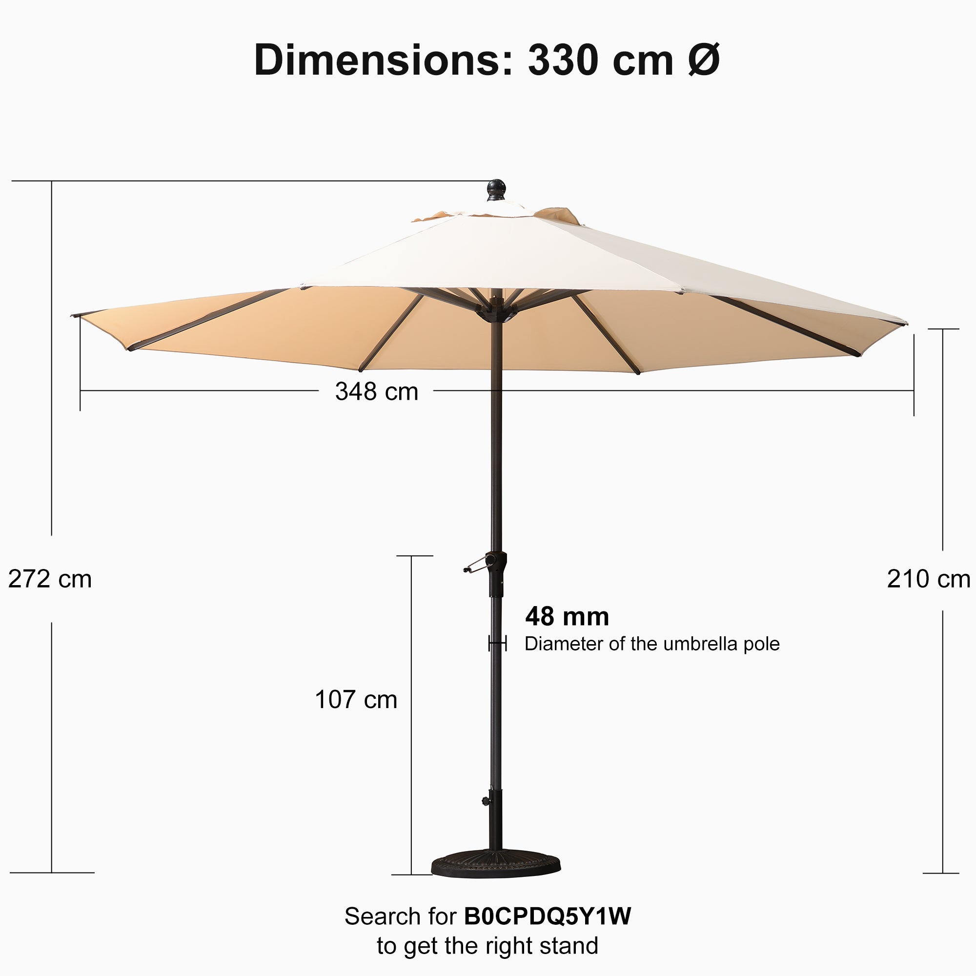 PURPLE LEAF Aluminum Outdoor Market Umbrella Patio Table Umbrella