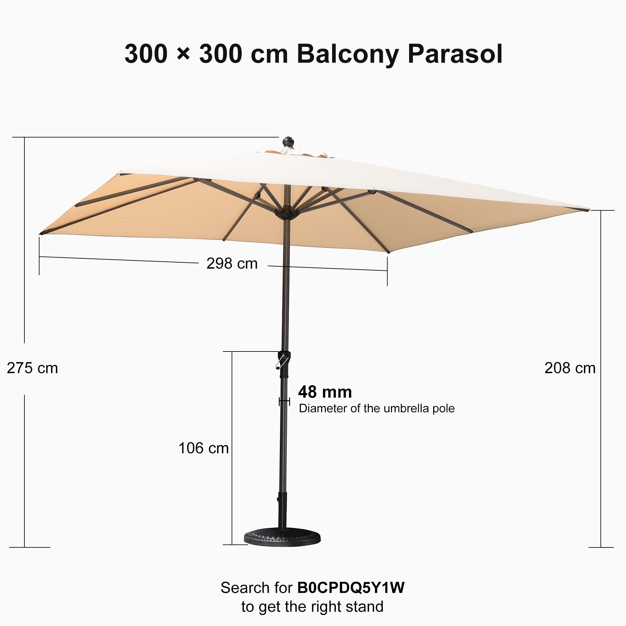 PURPLE LEAF Aluminum Outdoor Market Umbrella Patio Table Umbrella